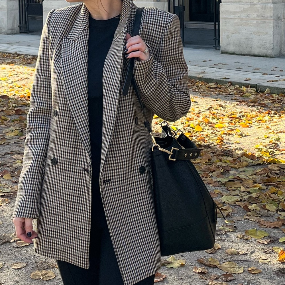 Zara checkered double breasted blazer